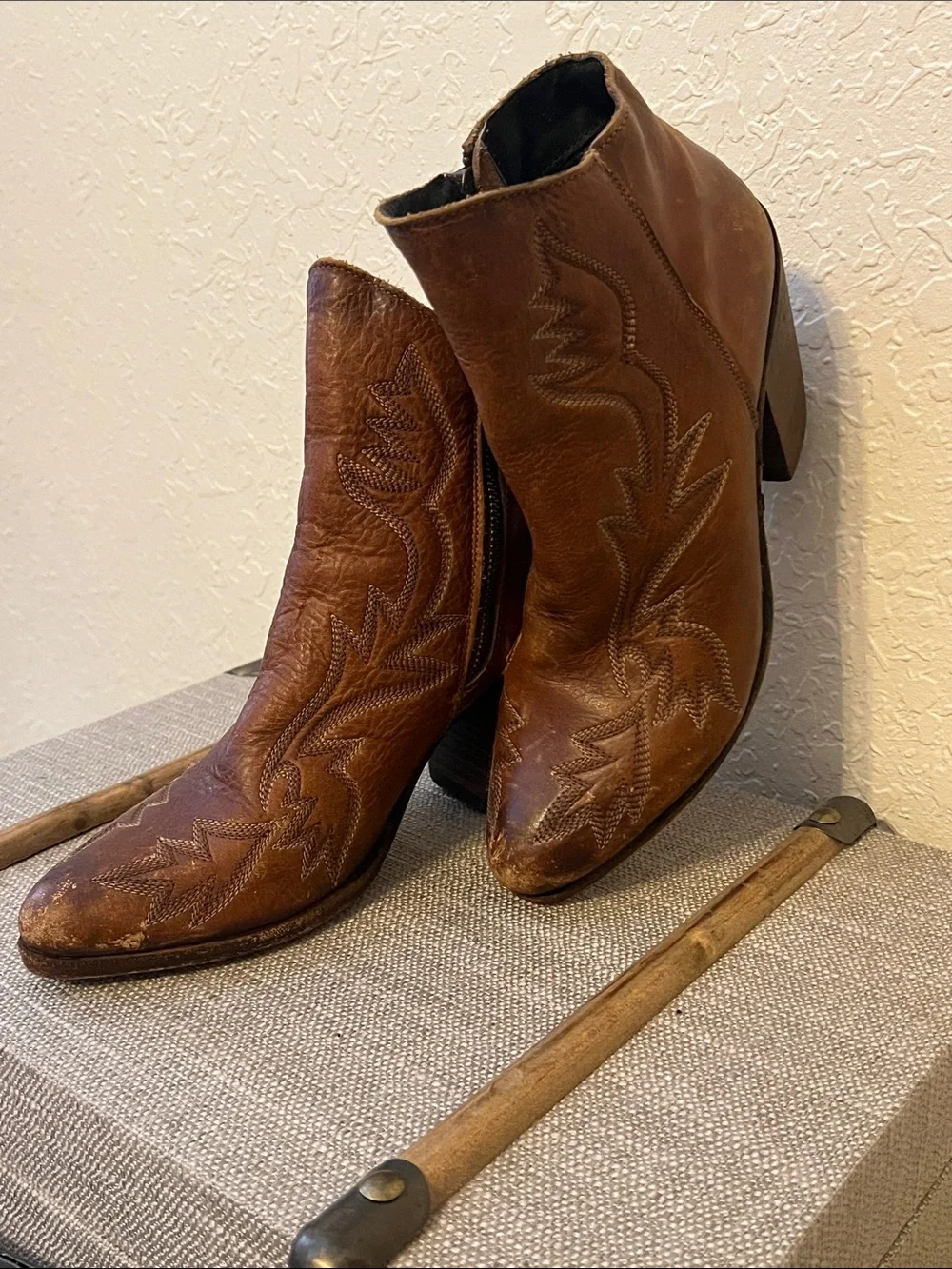 Liberty Black Ladies Avery Boho Drica Red Brown Ankle Boots- Size 8